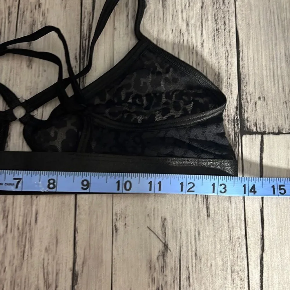 I Heart Women's Laced Floral Black Bra Size S